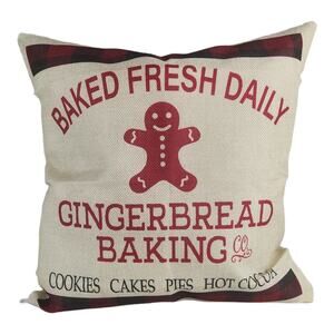 Gingerbread Baking Co. Christmas Throw Pillow Case Size 15" x 15"